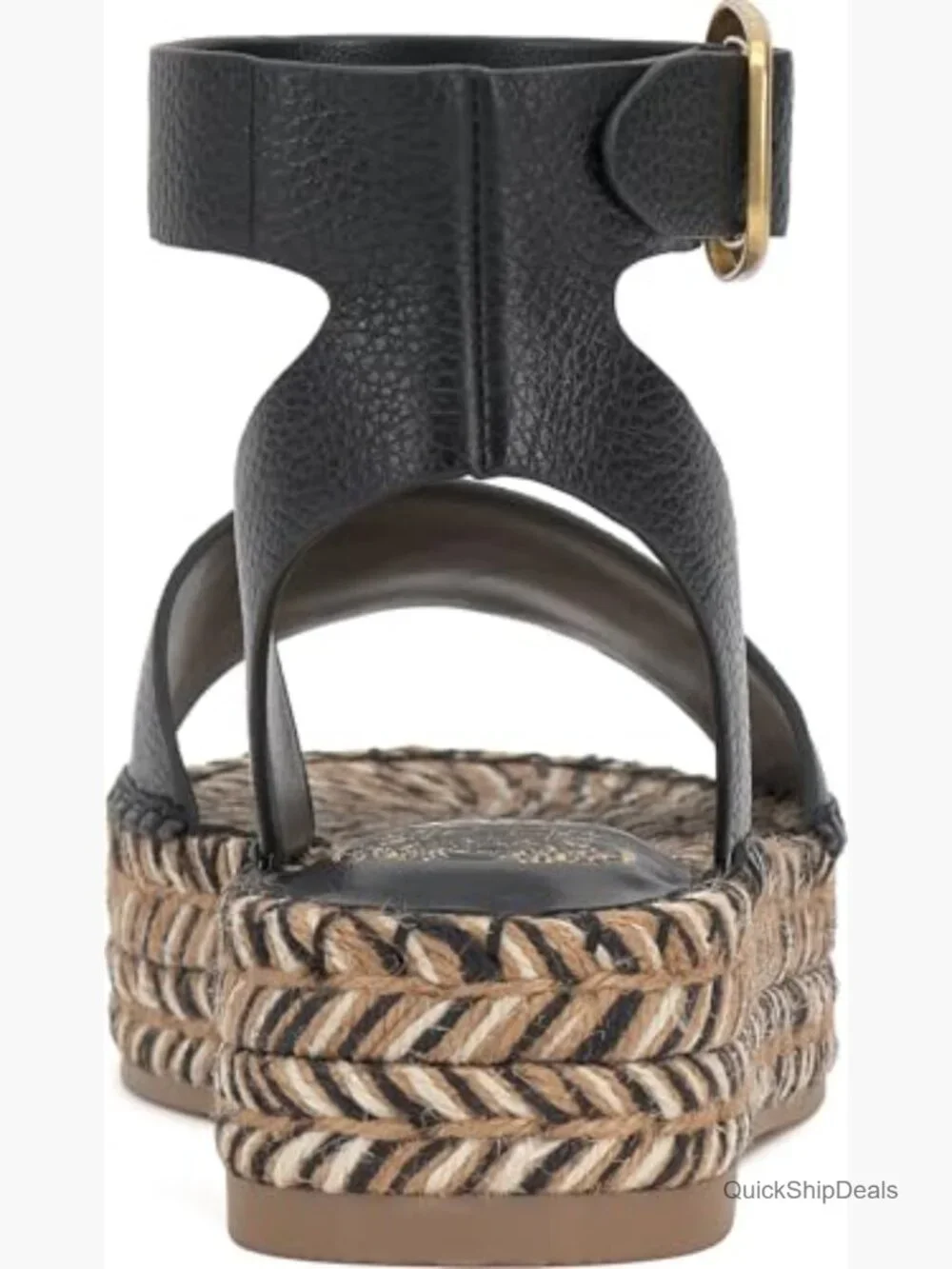 Espadrille Platform Sandals with Braided Jute Platform and Buckled Ankle Strap